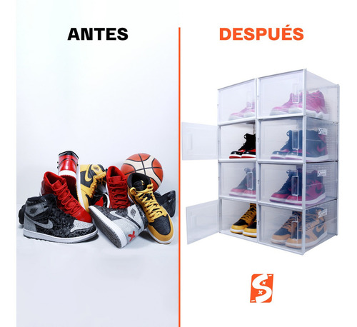 Caja Zapatos Tenis Zapatera Organizador Shoe Box 12 Pzas L Color Negro