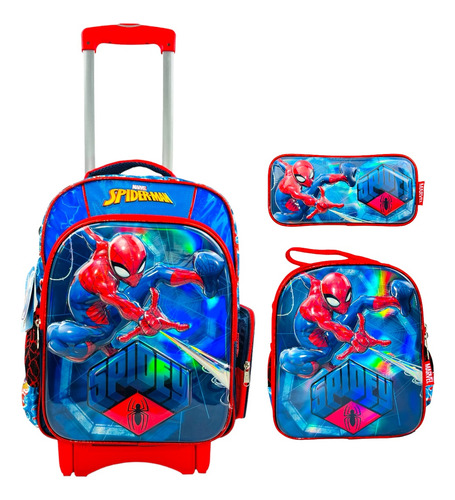 Mochila Lonchera Y Lapicera Spiderman Original Primaria M3