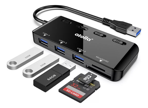 Concentrador Usb Atolla Con Lector De Tarjetas Sd/micro Sd