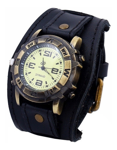 Relógio Masculino Feminino Analógico Bracelete Couro Vintage