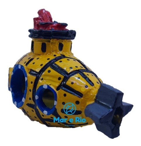 Imagem 3 de 6 de Enfeite Aquário Toca Submarino Amarelo Yellow Submarine