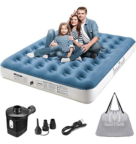 Queen Camping Air Mattress Bed, Rechargeable Handheld E...