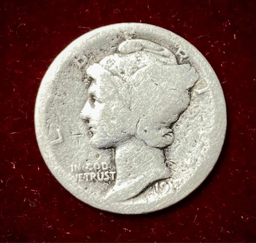 Moneda 1 Dime Estados Unidos 1917 S Plata 0.900 Km 140