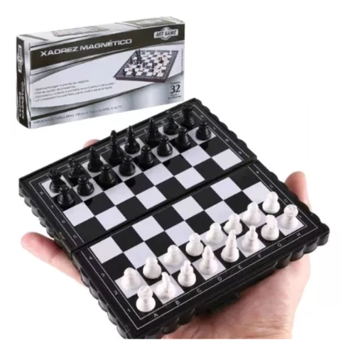 Conjunto de xadrez portátil com tabuleiro de xadrez de couro