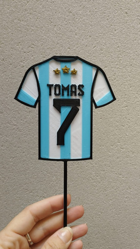 Cake Topper 3d Adorno Torta - Camiseta Argentina