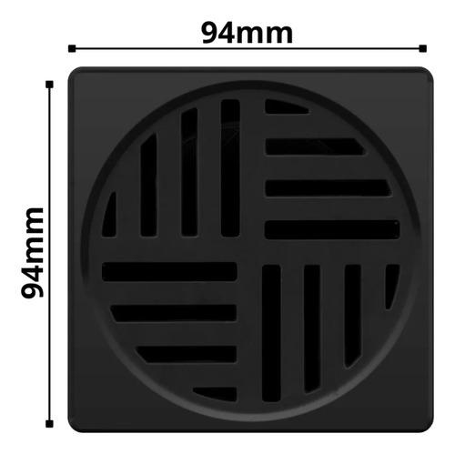 Ralo Inteligente 10 Cm Quadrado Abs Preto Com Porta Grelha