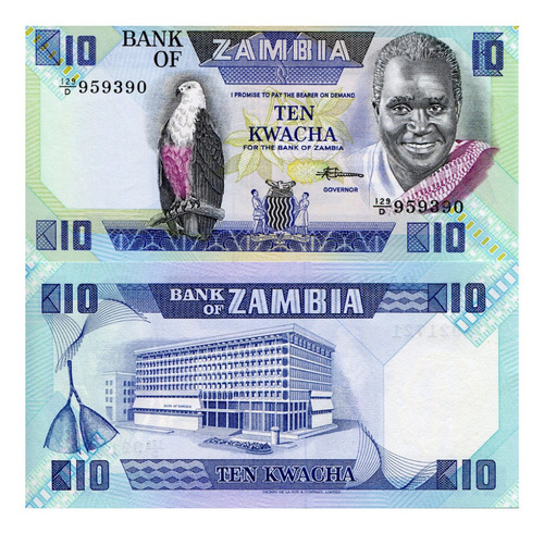 Billete De Zambia 10 Kwachas Nuevo Sin Circular, Pte. Kaunda