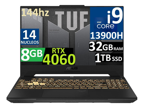 Asus Tuf F15 144hz Ci9-13900h 32gb Ddr5, 1tb Ssd Rtx4060 8gb