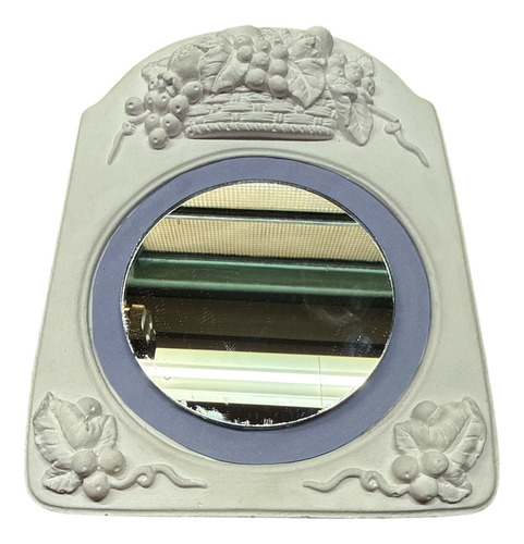Espejo Decorativo Circular Con Marco De Yeso Blanco (Usado)