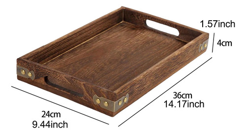 Bandeja De Servir De Madeira Bandejas De Comida 36x24x4cm