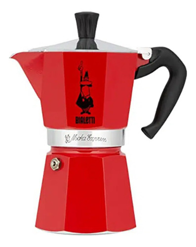 Cafetera Bialetti Moka Express 6 Tazas Manual Roja Italiana