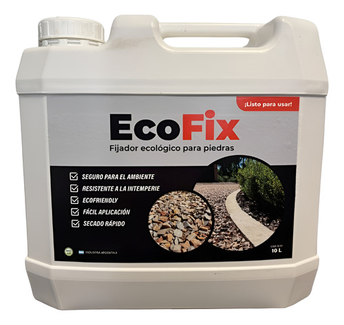 Adhesivo Fijador Ecologico P/ Piedras Ecofix Premium 10 Lts Ecofix 2 Mm 2 Cm