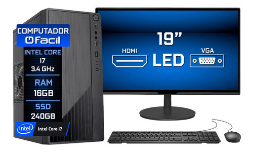 Computador Completo Fácil Intel Core I7 16gb Ssd 240gb