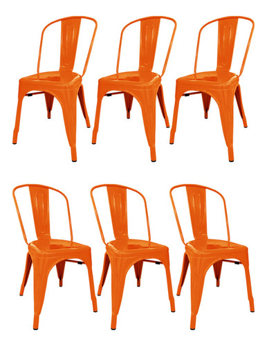 Set X6 Sillas Tolix Colores Especiales - C - Desillas Estructura De La Silla Tono Naranja