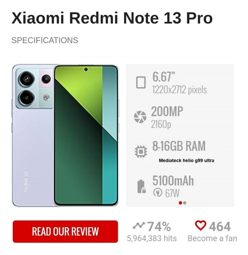 Xiaomi Redmi Note 13 Pro Con 256/16gb 8+8 Promo Al Costo Lea
