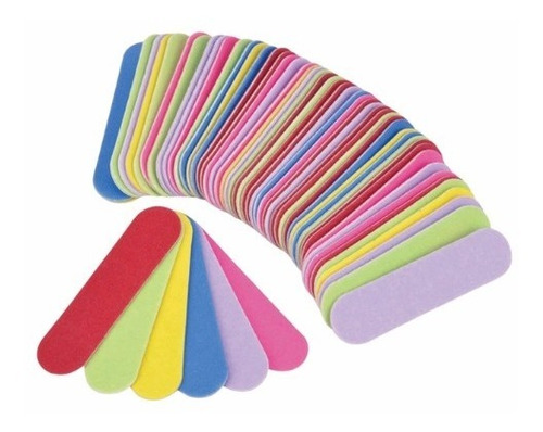 Set De 25 Unidades De Mini Limas De Uñas Mix Colores 6,5 Cm