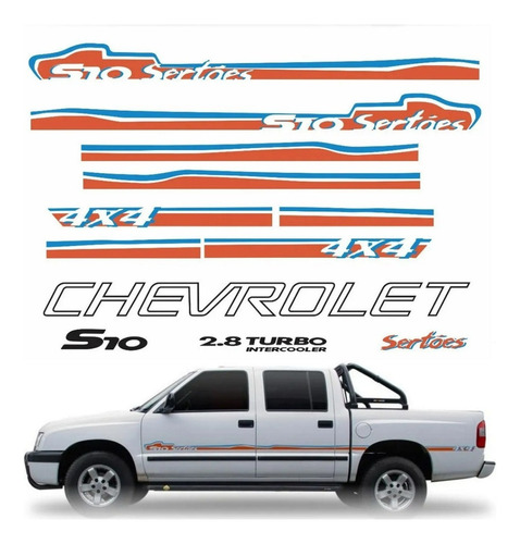 Kit Adesivos Para Chevrolet S10 Sertoes 2004 A 2005 17382 Cor Vermelho/azul