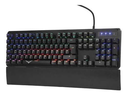 Imagen 3 de 3 de Teclado gamer Naceb Black Cobra NA-0944 QWERTY Bsun Red español España color negro con luz RGB