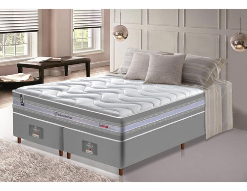 Conjunto Cama Box King de Molas Ensacadas D33 Cama inBox Select Firme 193x203x71 Cinza