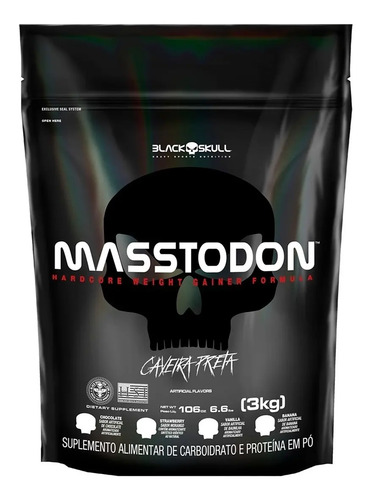 Hipercalórico Masstodon 3kg Black Skull Sabor Baunilha