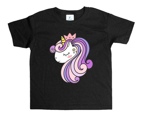 Remera Negra Adultos Unicornio R21