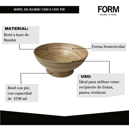 Bowl De Bambú Chica Con Pie (pack X 2)