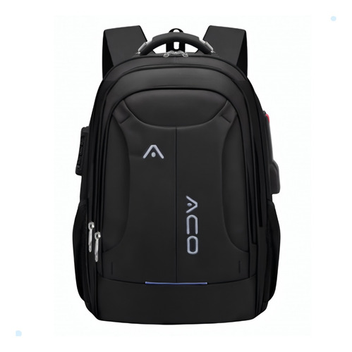 Mochila Bolsa Masculina Notebook Impermeavel Reforçada Usb Cor Preta -m2102 Desenho Do Tecido Liso