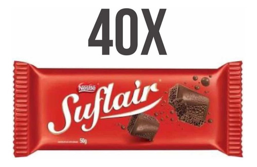 Kit 40 Chocolate Ao Leite Aerado Suflair Nestlé 50g