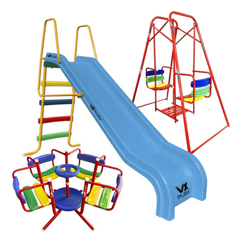 Combo Infantil Calesita + Tobogan 4 Escalones Pvc + Hamaca