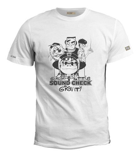 Camisetas Gorillaz Estampadas Unisex Negra Rock Eco