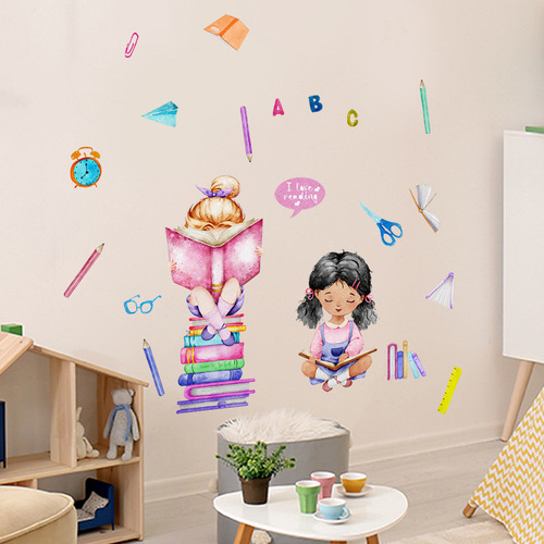 Pegatinas De Pared Para Niñas, Libros, Lectura Del Amor, Flo