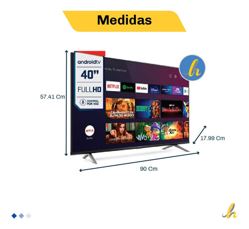 Imagen 2 de 5 de Smart Tv Led 40 Hitachi 40smart21 Full Hd Lh