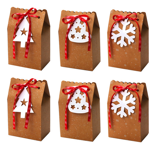 6 Cajas De Regalo De Galletas Navideñas De Color Marrón Clar