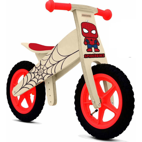 Bici Sin Pedales De Madera Mini Chiva Super Heroe Spiderman