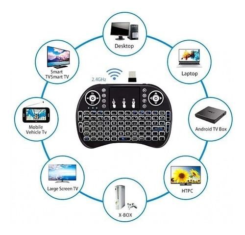 Maka Mini Teclado Con Luz Inalámbrico Touchpad Smart Tv Pc