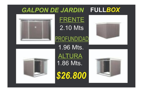 Galpon Caseta Jardin 210x196 Color Gris Mejor Precio Fullbox