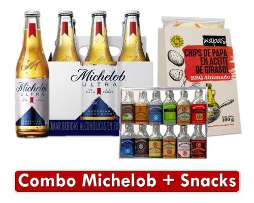 Combo Cerveza Michelob Ultra + Papas Wapas + Borrachitos