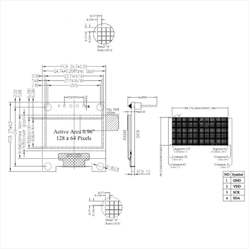 Pantalla Lcd 128x64 Oled 0.96 Letras Blancas, Arduino Comp.