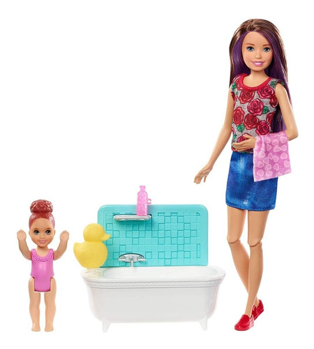 Barbie Skipper Niñera Hora De Baño Mattel Fxh05 Muñeca