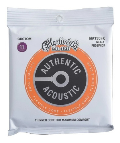 Set Cuerdas Para Guitarra Acústica Silk Martin Ma130fx