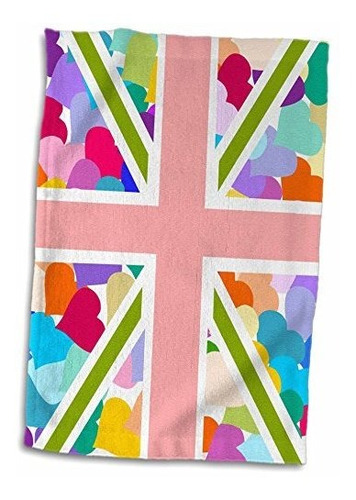 3d Rose Colorful Cute Hearts Pattern Union Jack Bandera Ingl