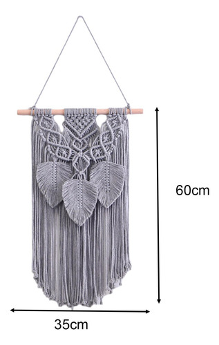 Tapiz Colgante De Pared De Macramé Con Borlas De Gris