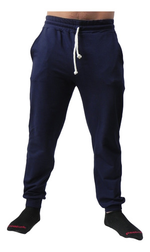 Pantalon Sponsaix Jogger Algodón Unicolor Azul Para Hombre