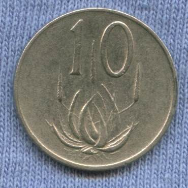 Imagen 1 de 2 de Sudafrica 10 Cents 1970 * Planta De Aloe *
