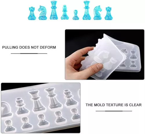 Labstandard Moldes de silicone para peças de xadrez 3D International, moldes  de resina epóxi, ferramentas de fabricação de joias para jogos de tabuleiro  de festa em família