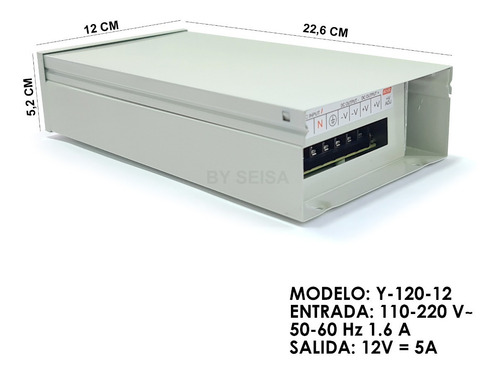 Fuente Metalica Exterior C/gabinete Proteccion 12v 5a Y12012