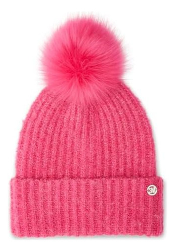 Steve Madden Gorro Punto Acanalado Jaspeado Mujer, Rosa