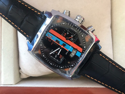 Relógio Masculino Tag Mônaco Pulseira De Couro