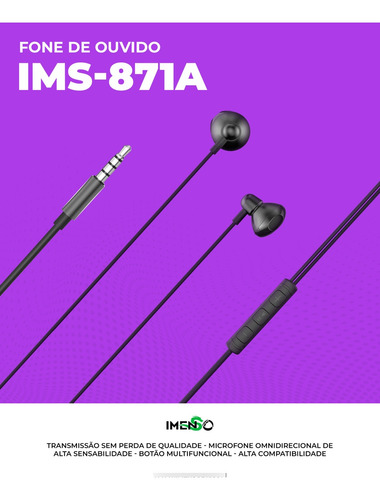 Fone De Ouvido C/ Fio Imenso C/ Mic Omnidirecional