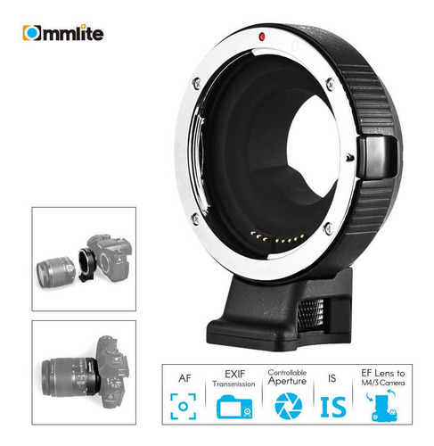 Imagem 1 de 7 de Adaptador Commlite Lente Ef/ef-s Para Câmera M4/3 Com Af